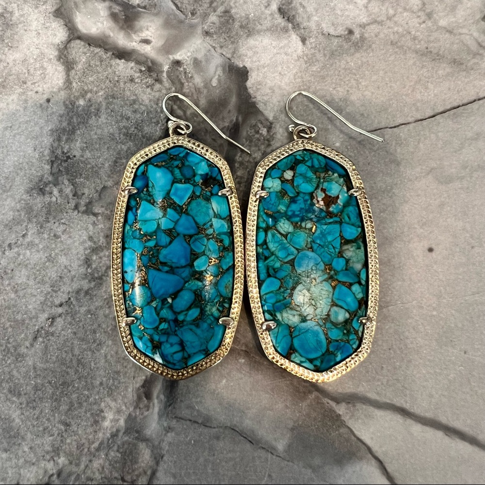Kendra Scott Danielle Gold Earrings in Bronze Veined Turquoise